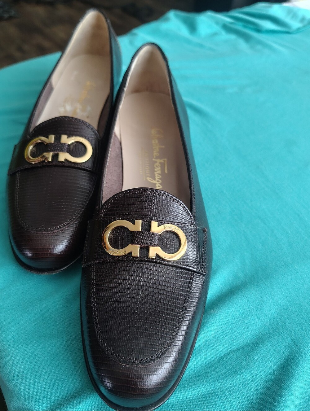 Salvatore Ferragamo Women's Brown Leather Gancini Loafers